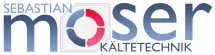 Das Logo von Sebastian Moser Kältetechnik zeigt einen blauen und roten Kreis mit einem weißen Umriss, der einen kleineren roten Kreis in der Mitte enthält. Der Firmenname ist in fetten, großgeschriebenen Buchstaben über dem Kreis geschrieben, mit 'SEBASTIAN' links und 'MÖSER' rechts.