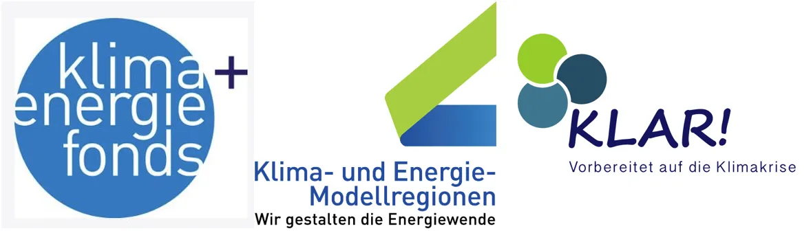 Das Bild zeigt ein Logo mit einem blauen Kreis, der den Text 'ma+gi leads' enthält, einem nach oben weisenden Pfeil, den Worten 'Klima- und Energie-Modellregionen' und dem Text 'Wir gestalten die Energiewende'.