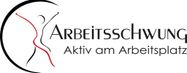 Das Logo für Arbeitschwu, das eine stilisierte Figur in Bewegung mit dem Text 'Aktiv am Arbeitsplatz' zeigt.