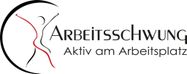 Das Logo für Arbeitschwu, das eine stilisierte Figur in Bewegung mit dem Text 'Aktiv am Arbeitsplatz' zeigt.